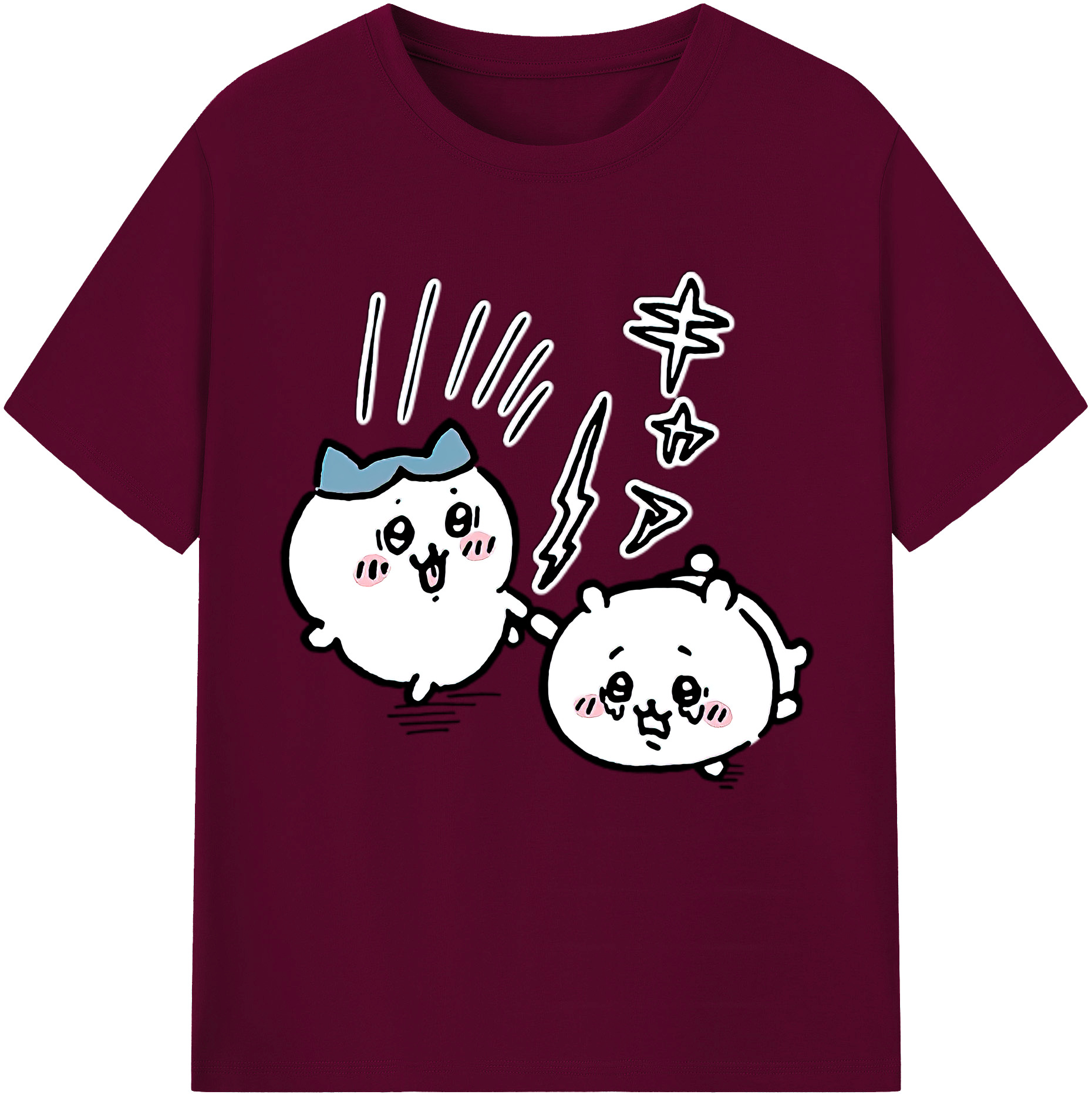 （画像用） ちいかわ ハチワレ Chii-kawa hachiware レディースカジュアルプリントTシャツ（綿100％）